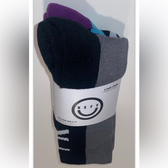 Neff Crew Socks 3 Pair Men 6-12 Multicolor w Don’t Trip & Logo Skate BMX Ride - Picture 11 of 12